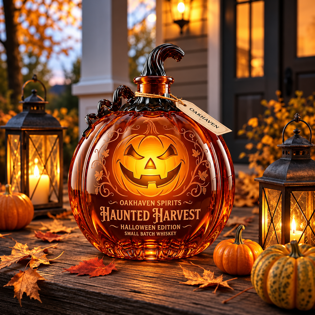 Pumpkin Jack‑o’‑Lantern Whiskey Decanter
