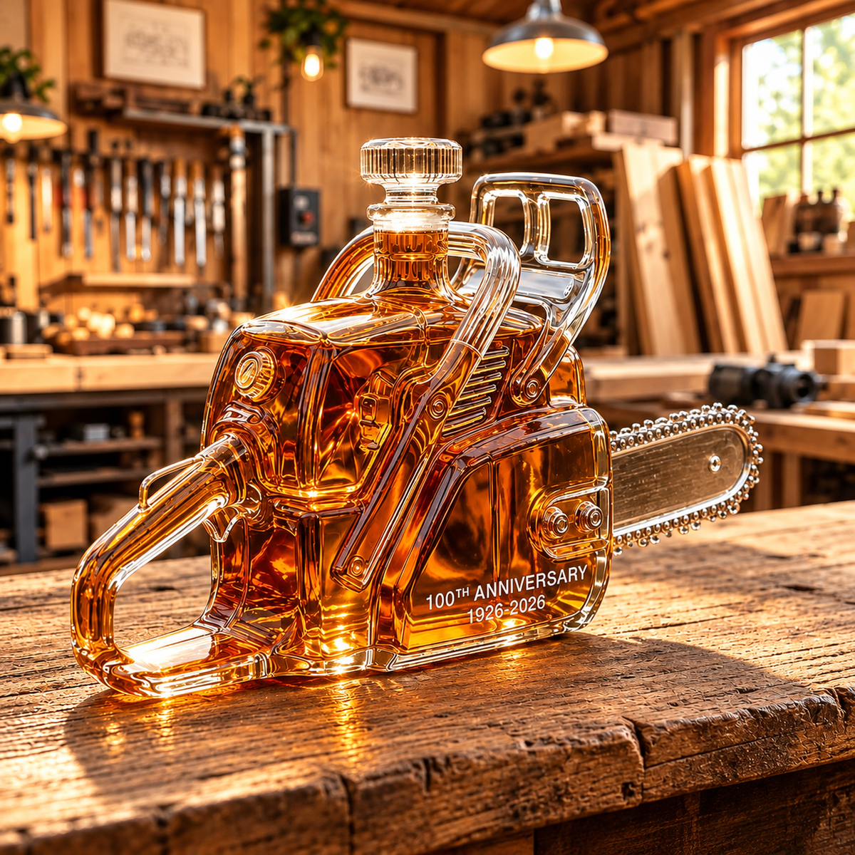 Chainsaw 100th Anniversary Whiskey Bottle