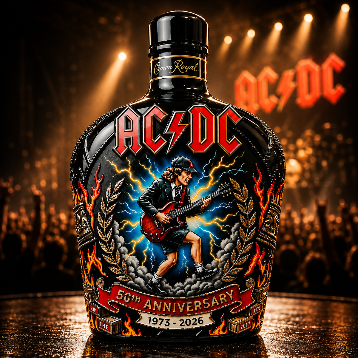 AC/DC 50th Anniversary 1973-2026 Whiskey Bottle