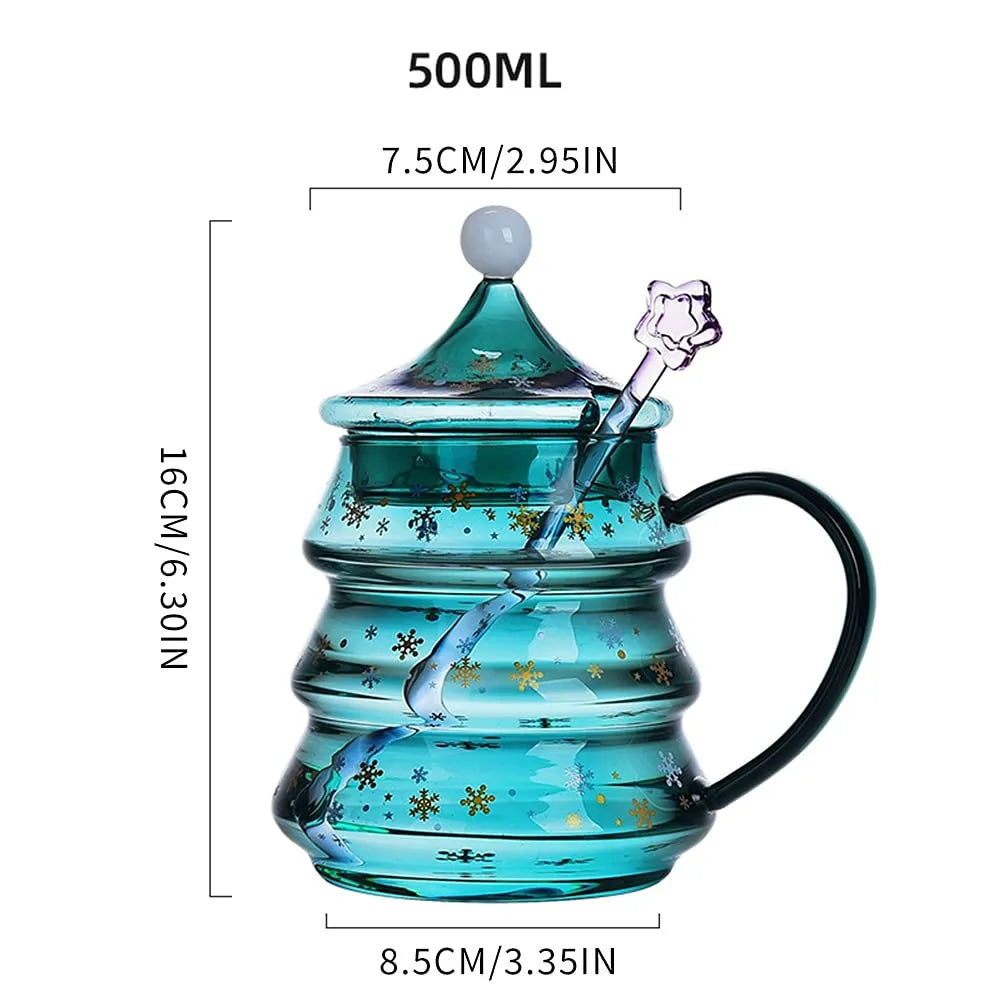 Christmas Tree Shaped Glass Mug