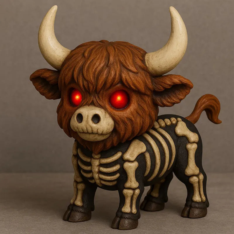 Mystical Skeleton Highland Cow Halloween Decor