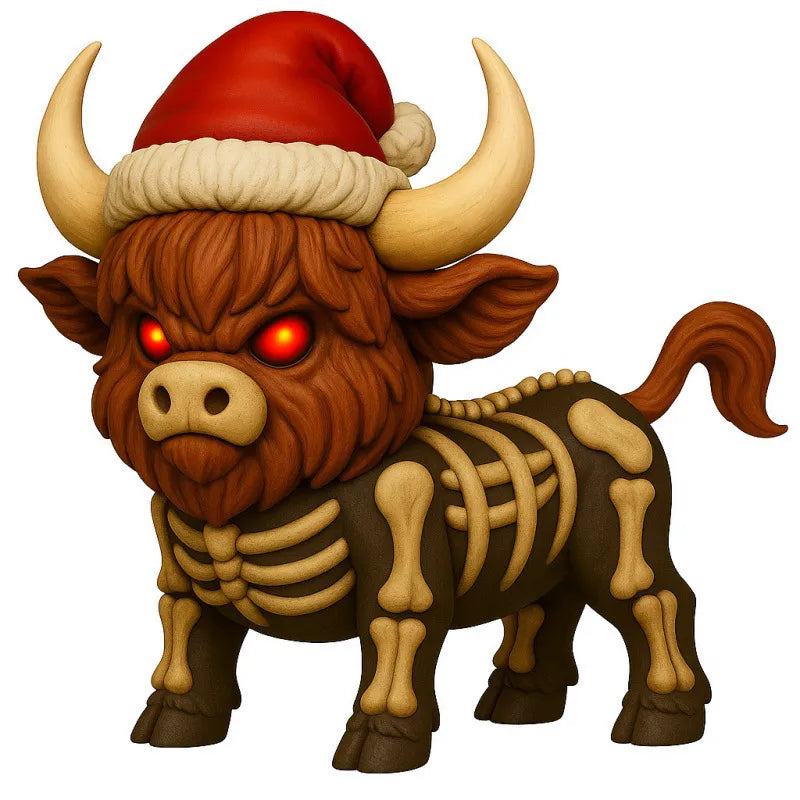 Mystical Skeleton Highland Cow Halloween Decor