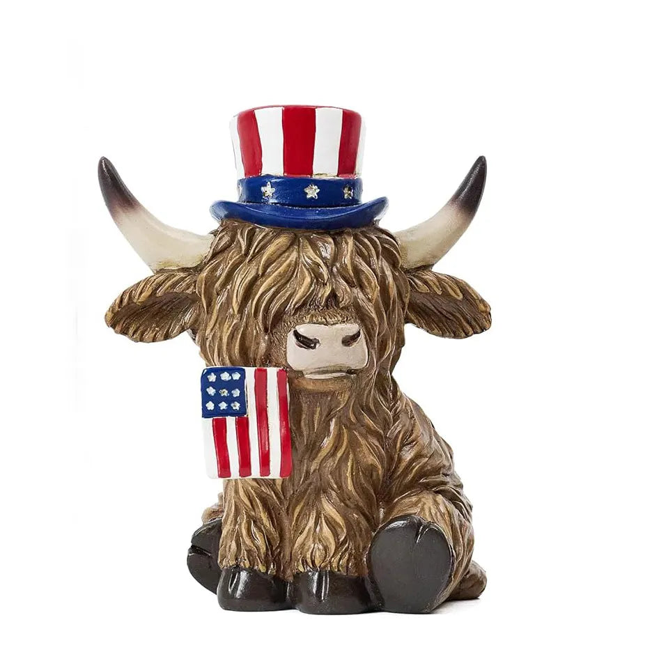 Patriotic Highland Cow Decor