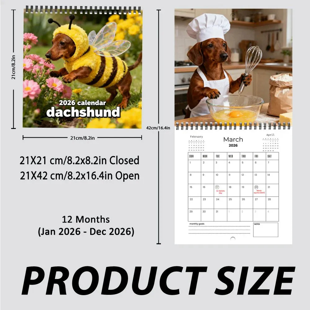 2026 Dachshund Wall Calendar