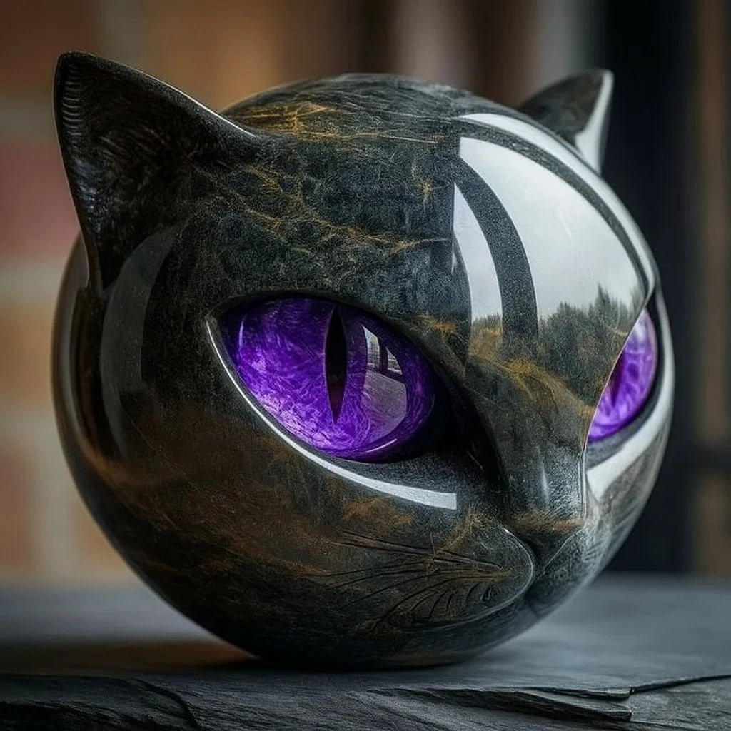 Opulent Black Cat Sculpture