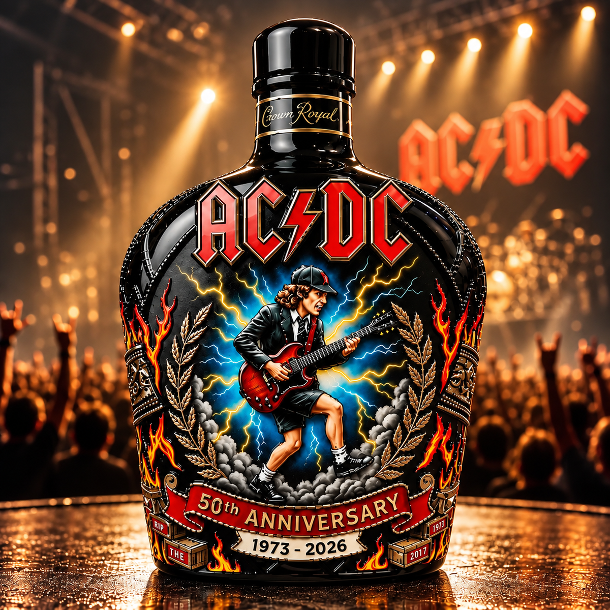 AC/DC 50th Anniversary 1973-2026 Whiskey Bottle