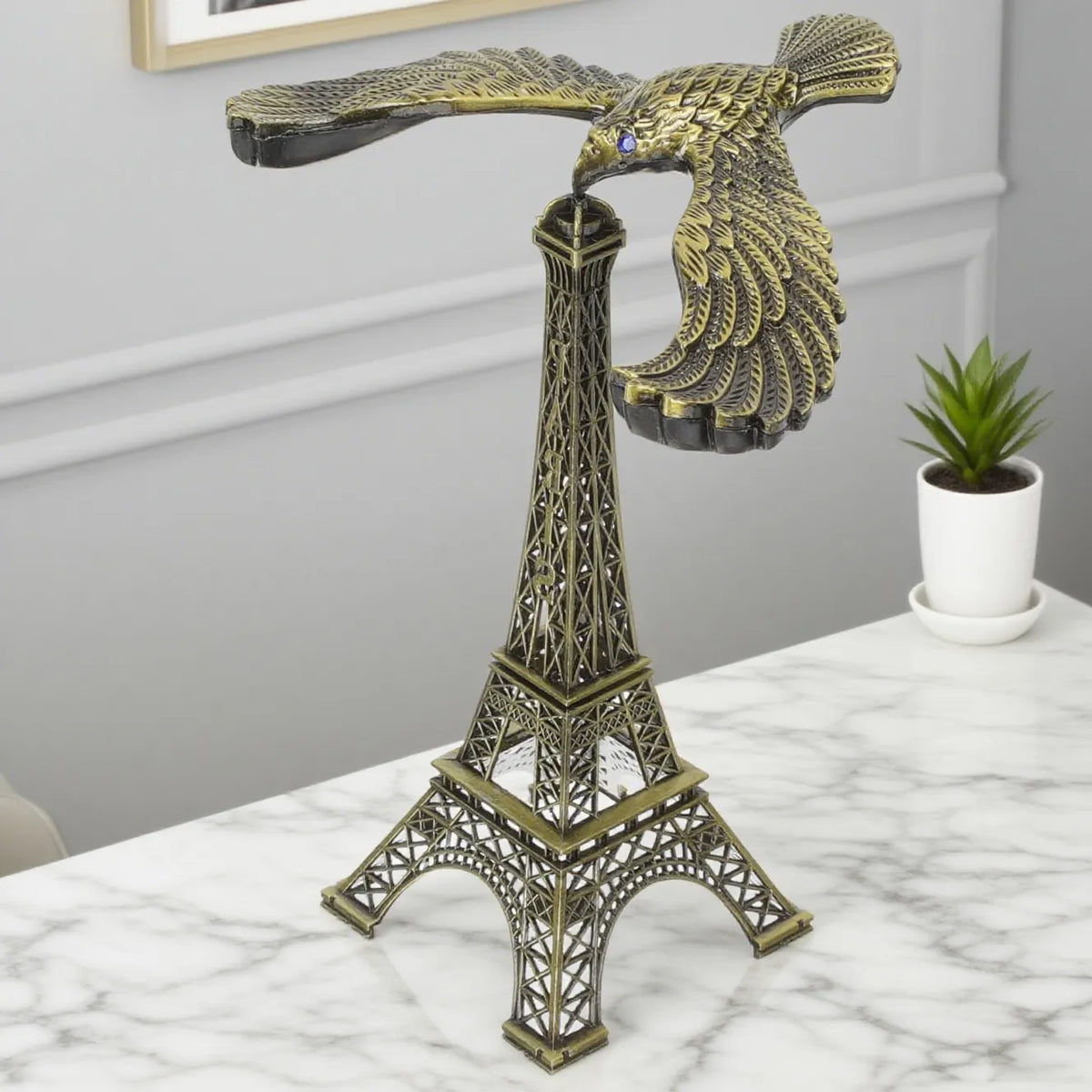 Metal Eiffel Tower Balance Eagle