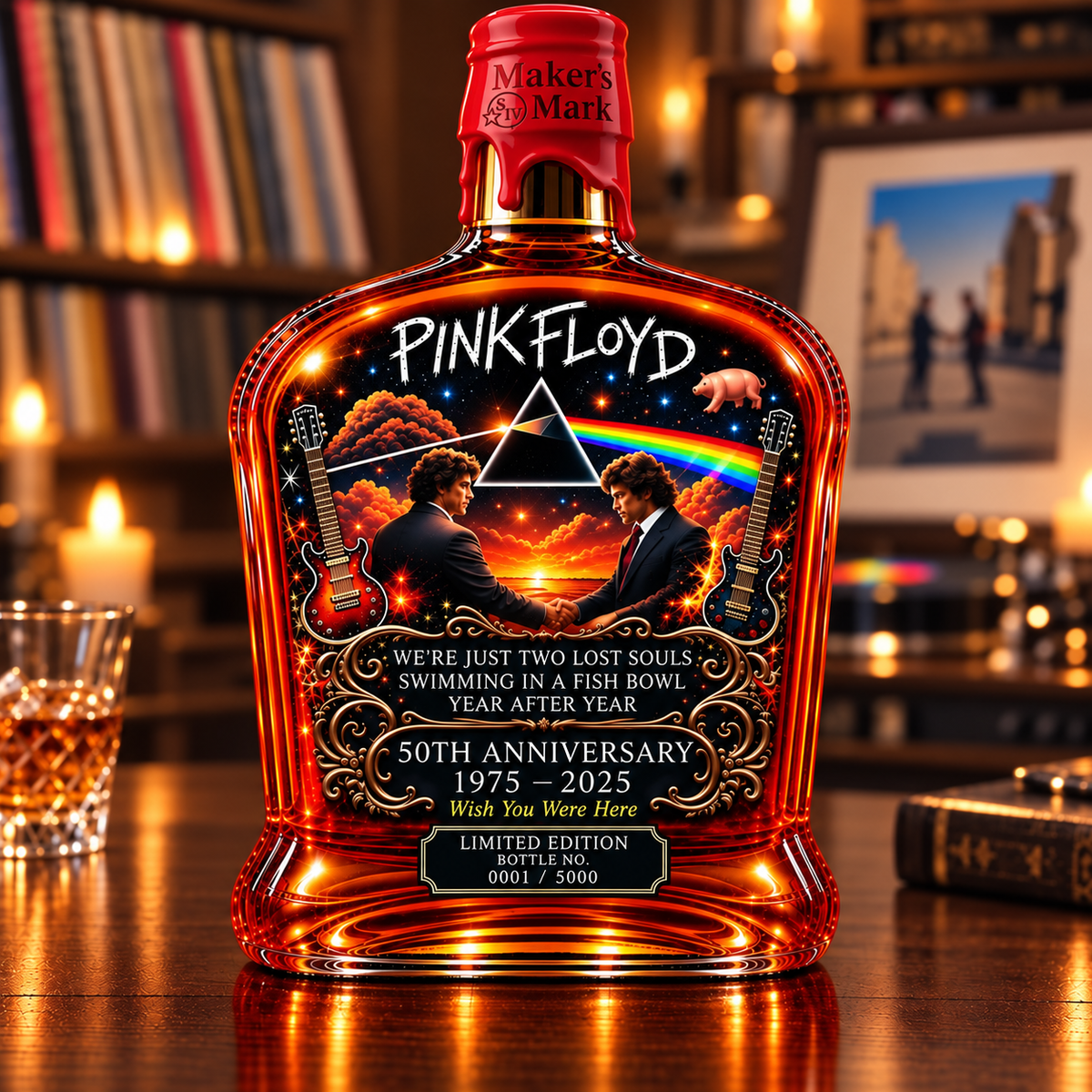 Pink Floyd – “Wish You Were Here” 50th Anniversary Collector’s Whiskey Bottle