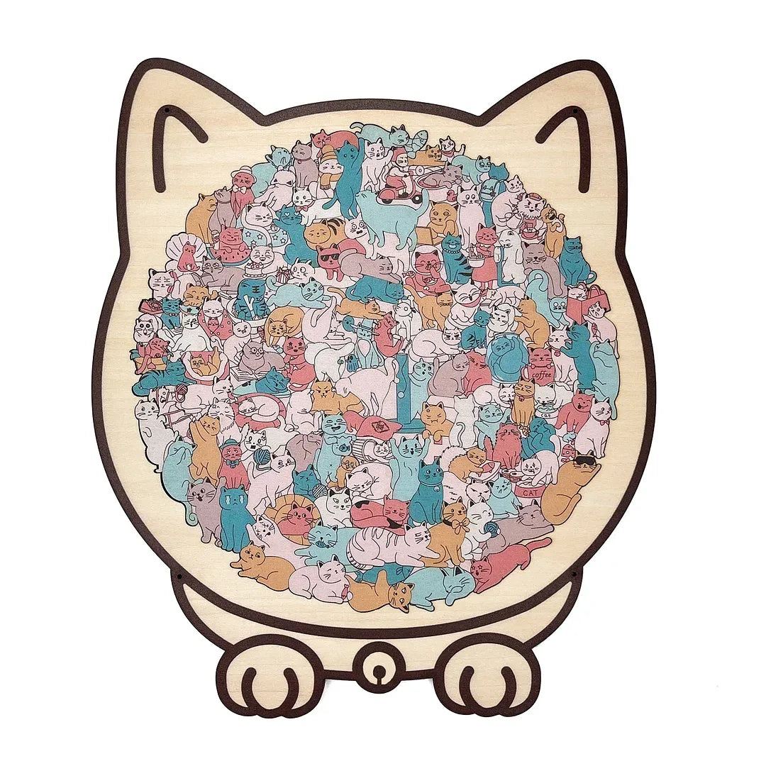 Cat Shaped Wooden Jigsaw Puzzle