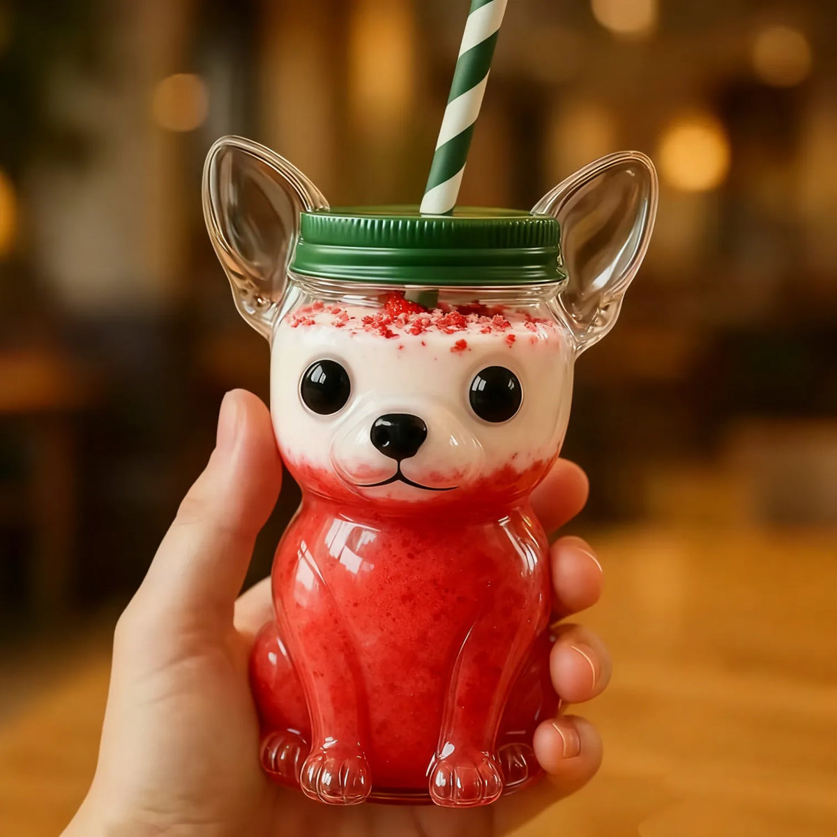 Doggie Glass Straw Cup