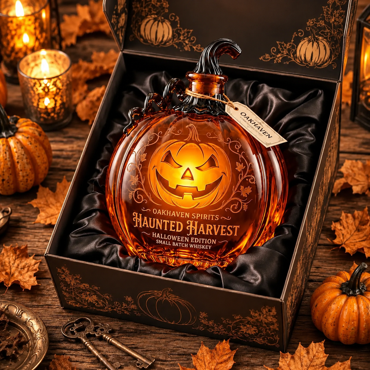 Pumpkin Jack‑o’‑Lantern Whiskey Decanter