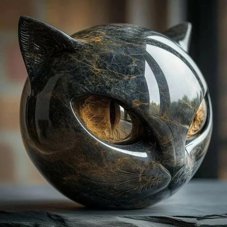 Opulent Black Cat Sculpture