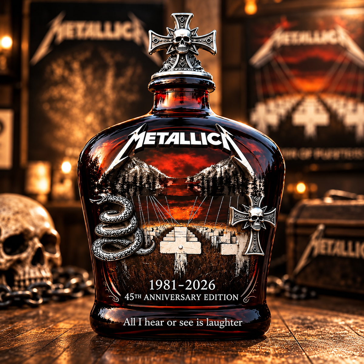 Metallica 45th Anniversary 1981-2026 Whiskey Bottle