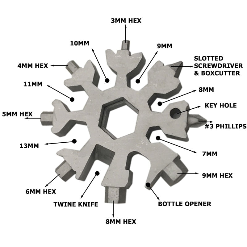 Snowflake - MultiTool 18-in-1 Stainless Steel