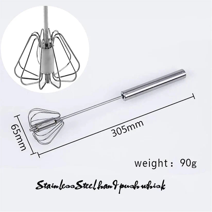 Stainless Steel Hand Push Rotary Egg Whisk Blender