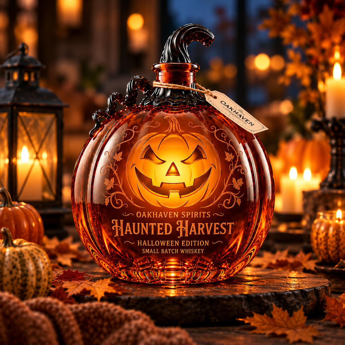 Pumpkin Jack‑o’‑Lantern Whiskey Decanter