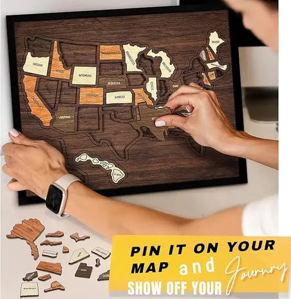 USA Wooden Travel Map Puzzle for Adventure Lovers