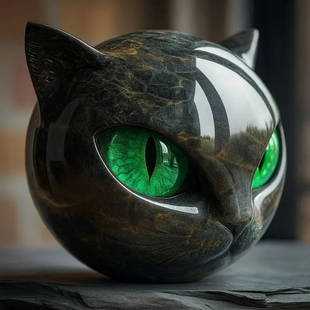 Opulent Black Cat Sculpture