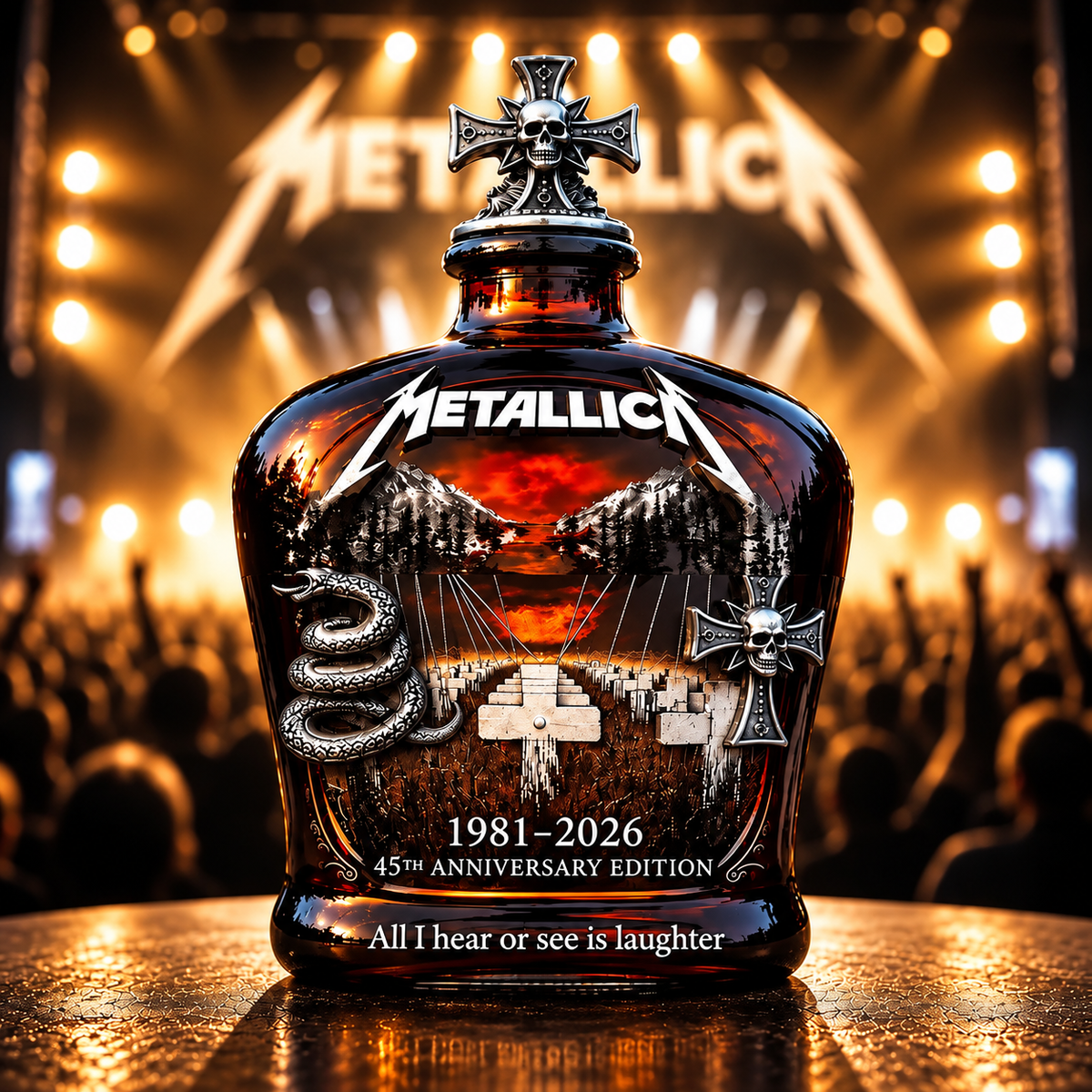 Metallica 45th Anniversary 1981-2026 Whiskey Bottle