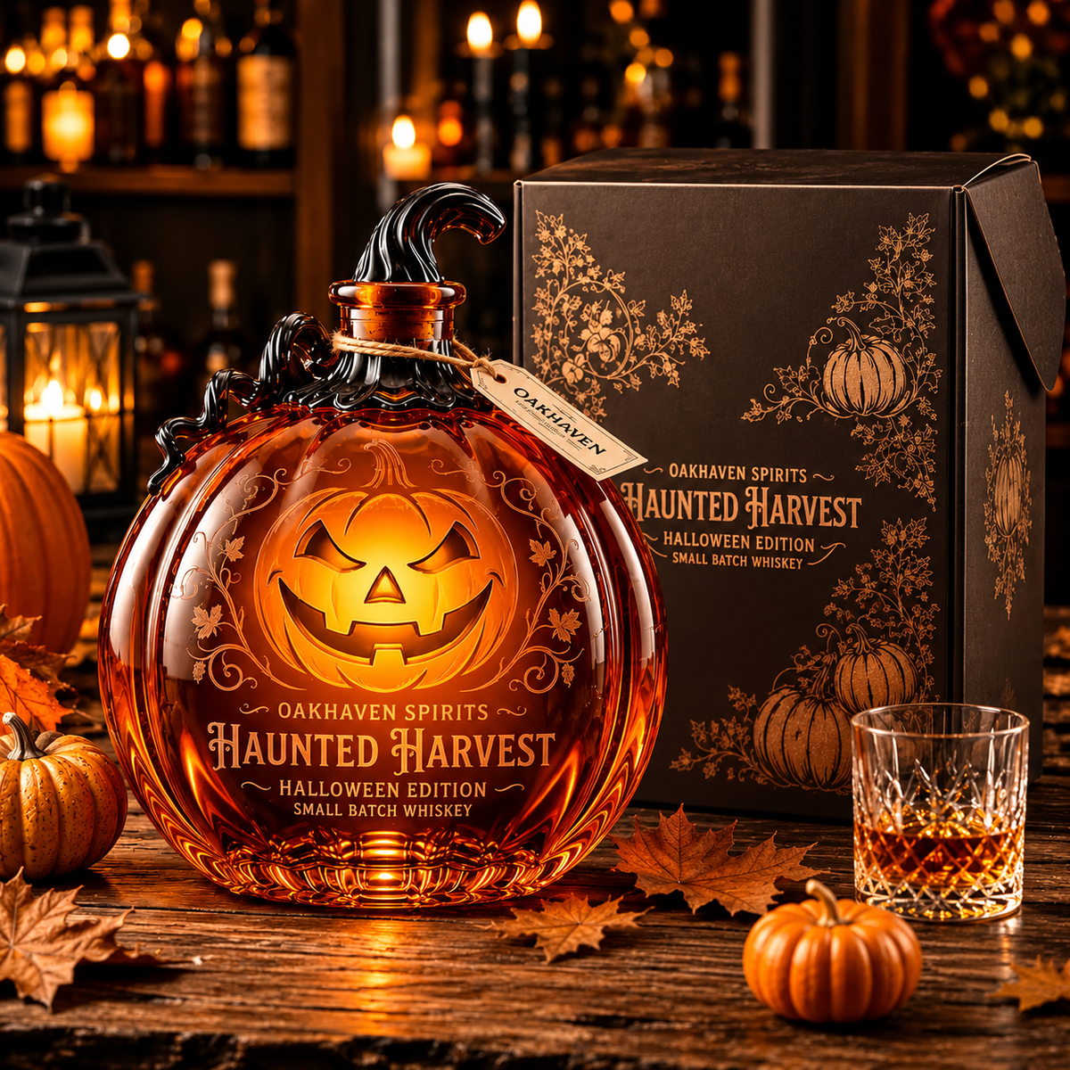 Pumpkin Jack‑o’‑Lantern Whiskey Decanter