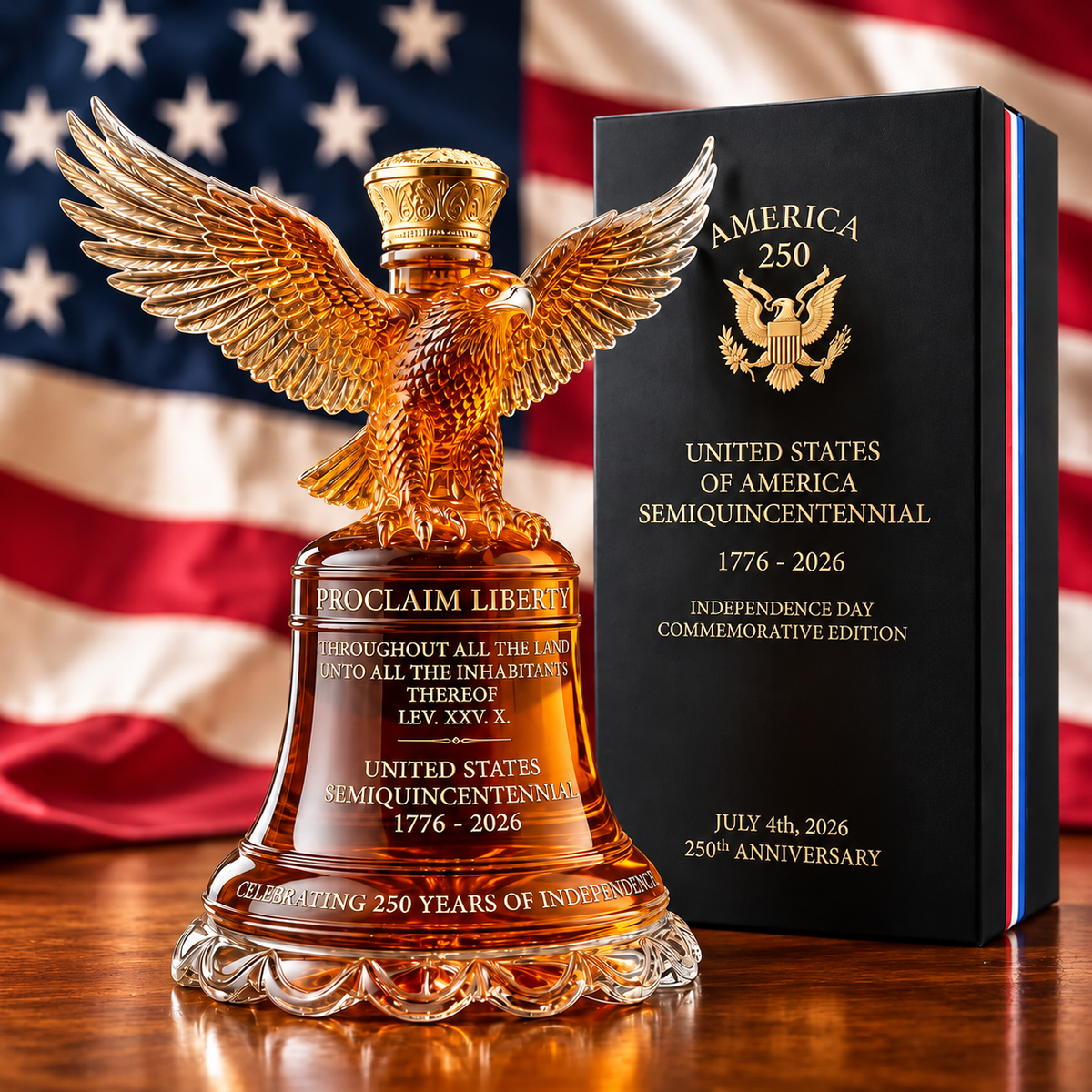 U.S. 250th Anniversary Liberty Bell Whiskey Bottle