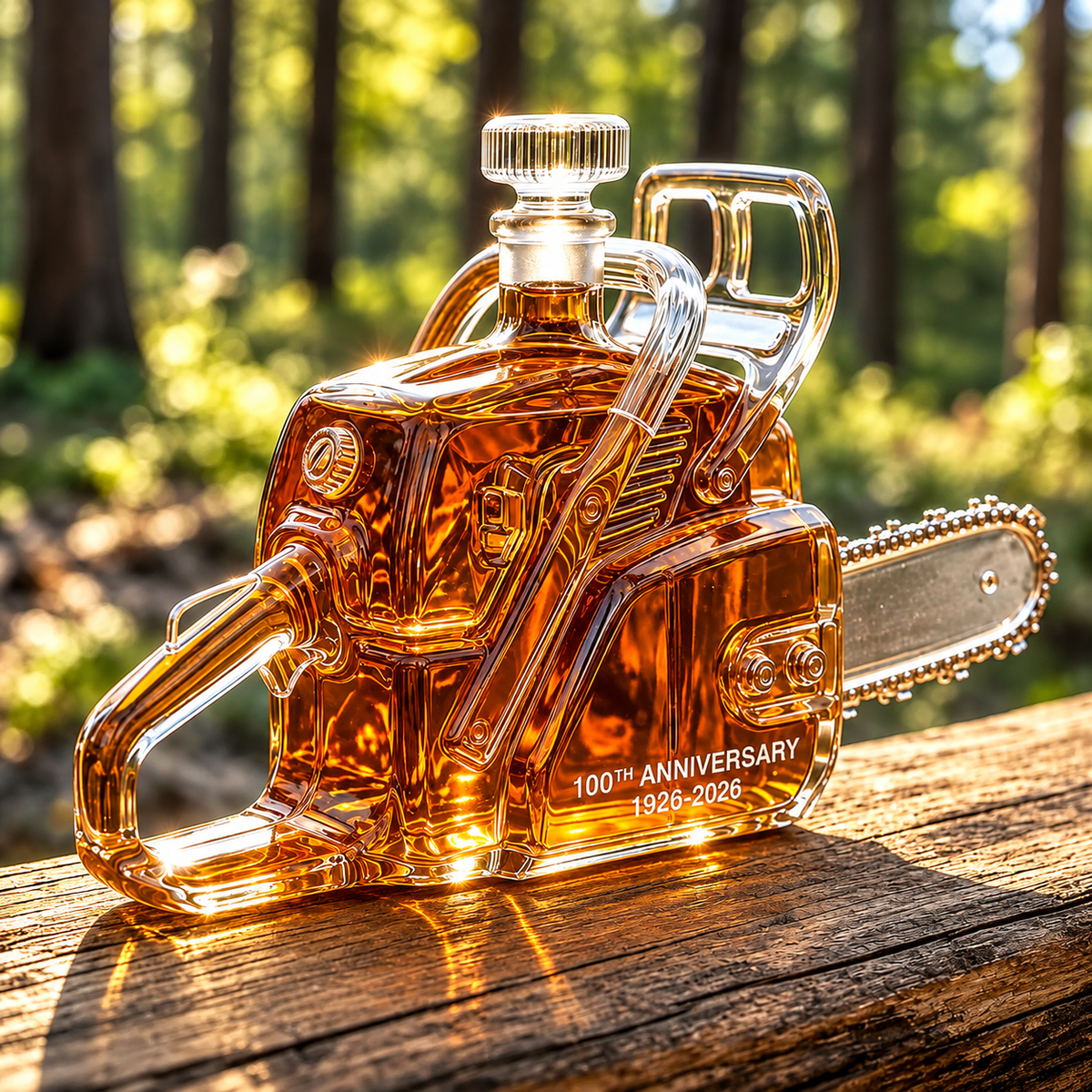 Chainsaw 100th Anniversary Whiskey Bottle