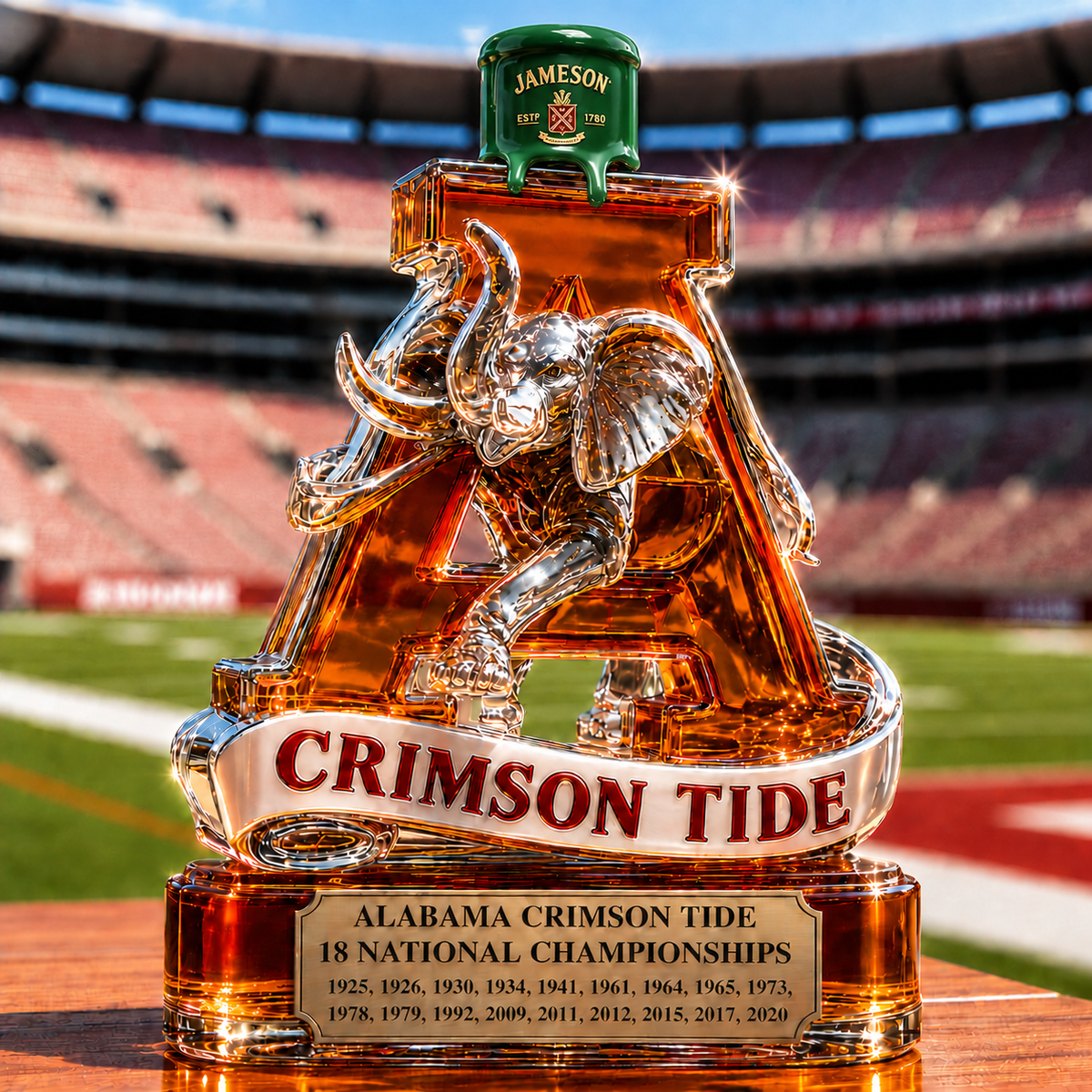 Alabama Crimson Tide Whiskey Bottle