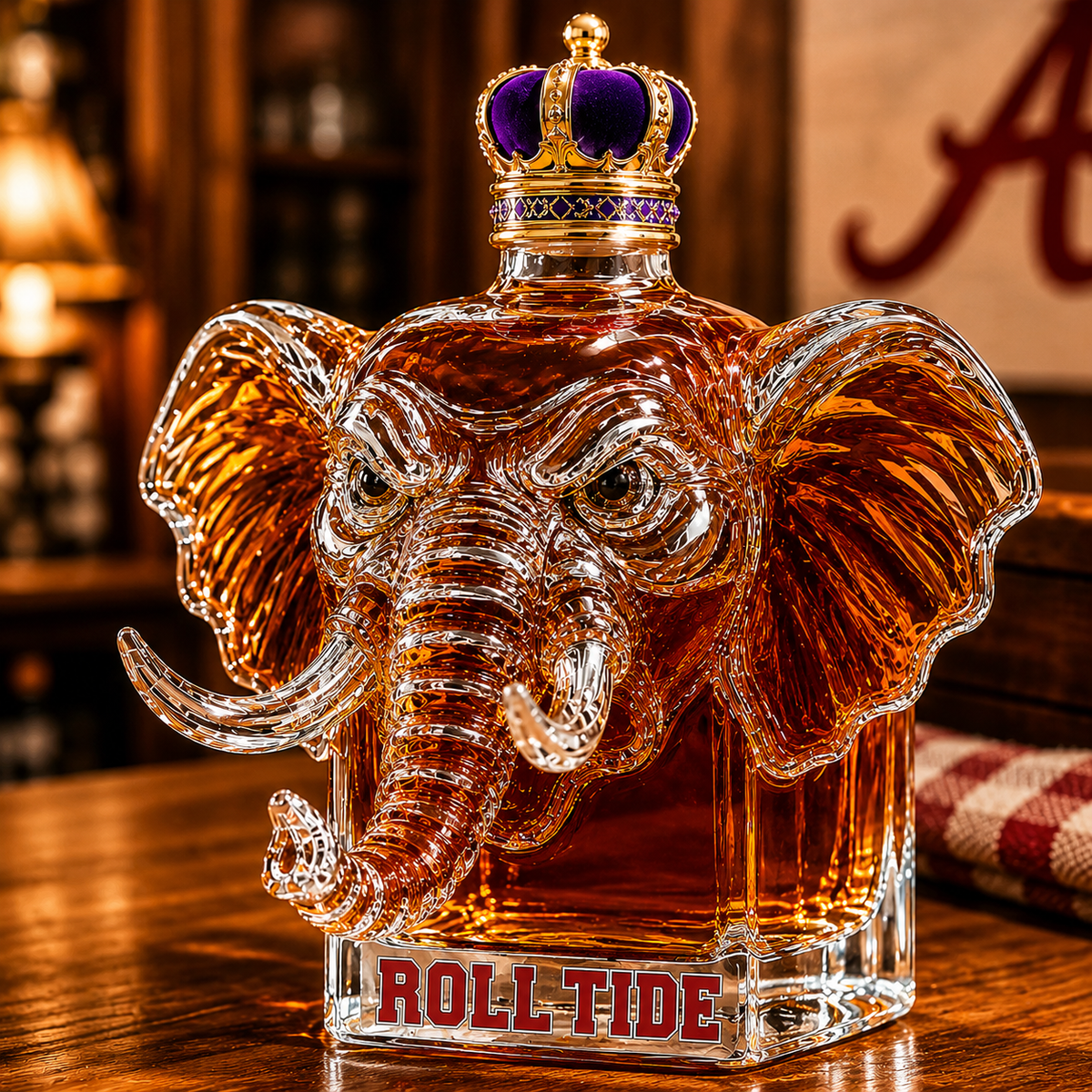 Roll Tide Alabama Elephant Whiskey Decanter
