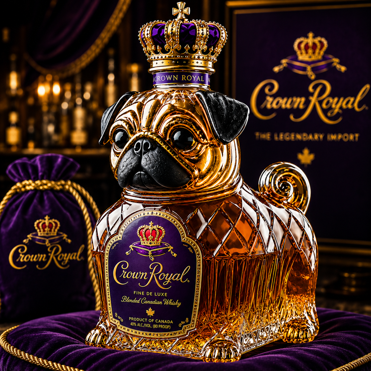 Pug Whiskey Bottle