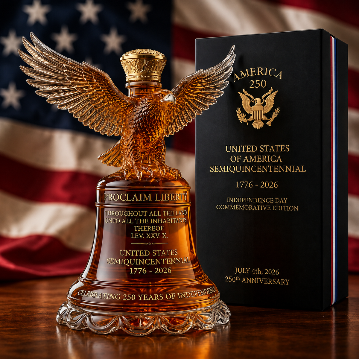 U.S. 250th Anniversary Liberty Bell Whiskey Bottle