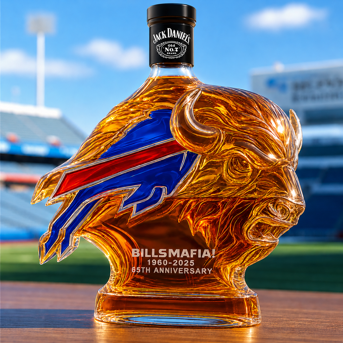 Buffalo Bills 65th Anniversary Whiskey Bottle