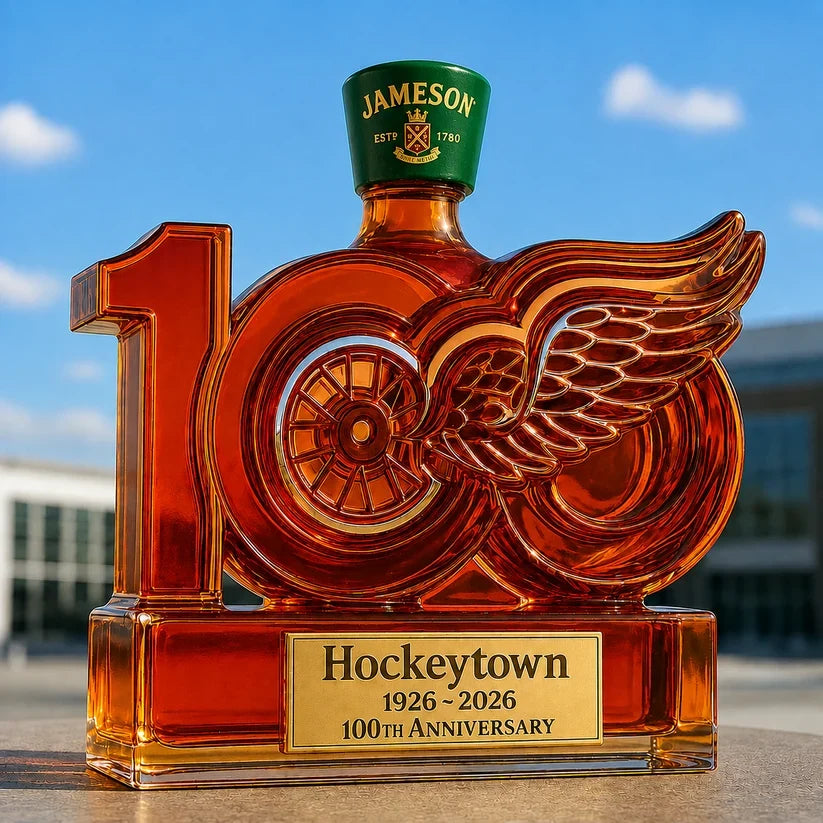 Detroit Red Wings 100th Anniversary Whiskey Bottle