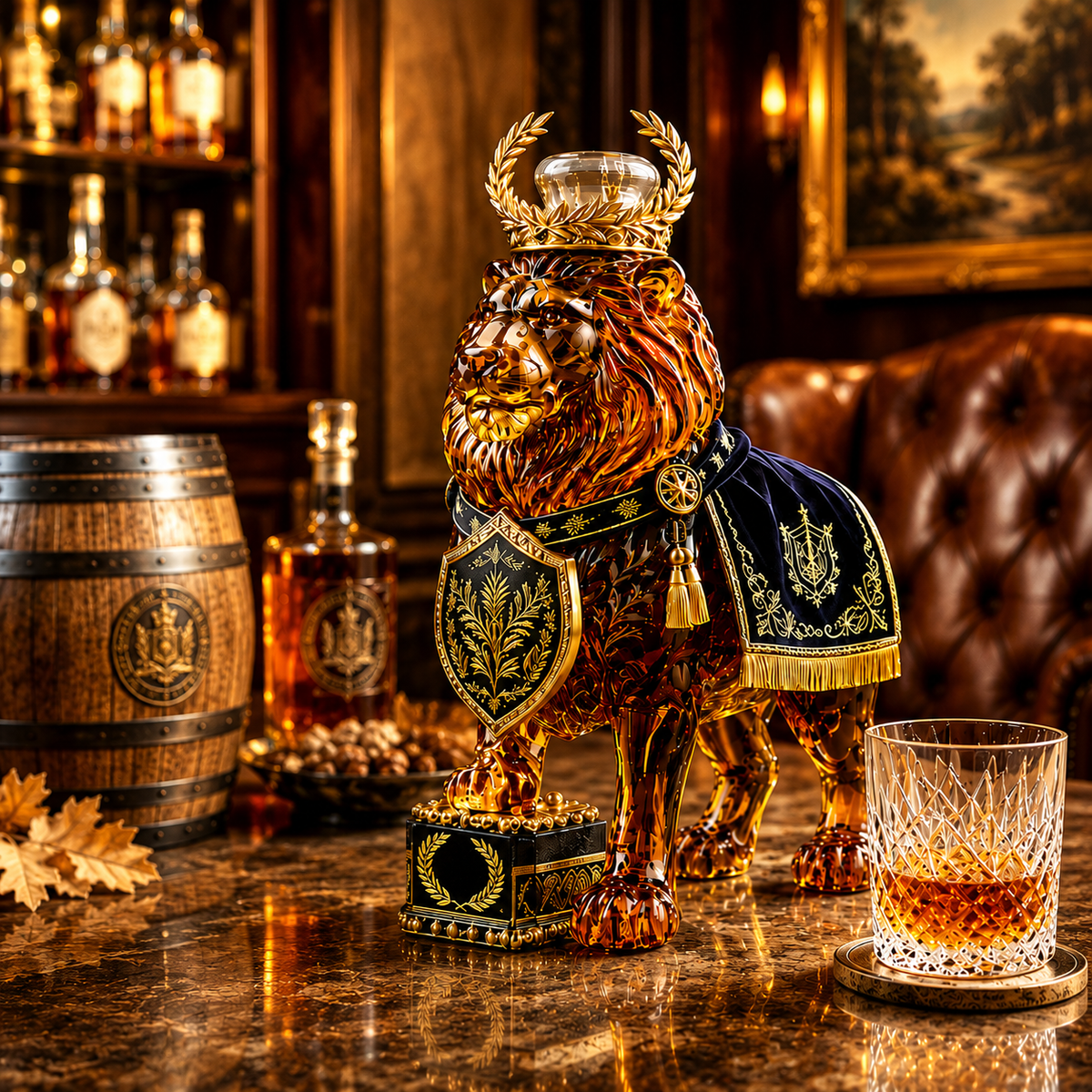 Lion Design Whiskey Bottle