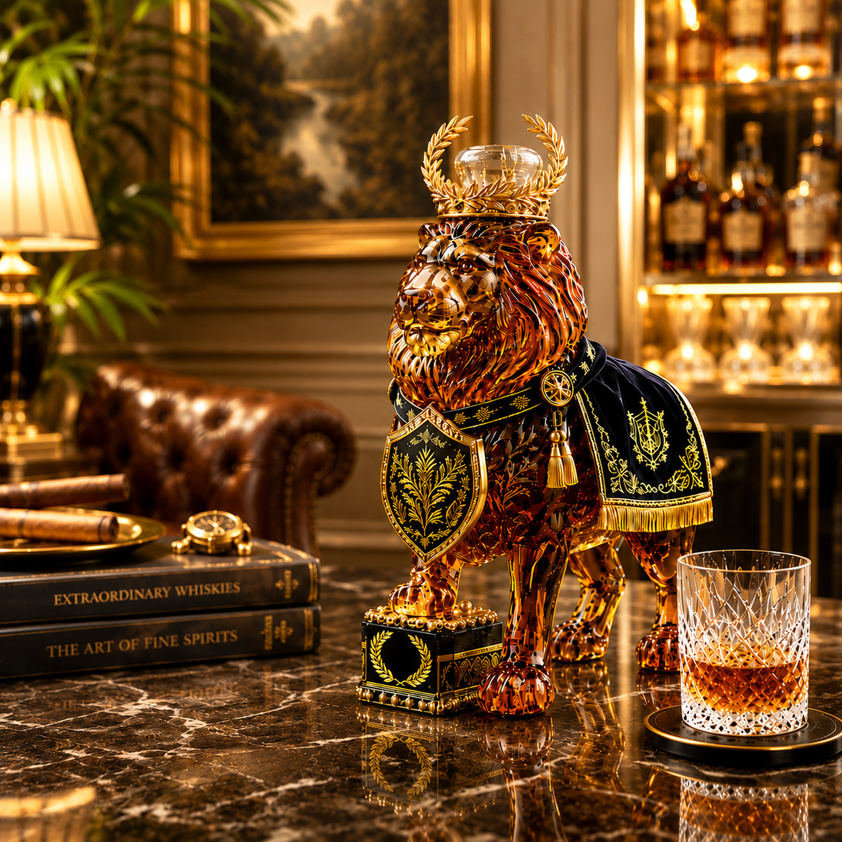 Lion Design Whiskey Bottle