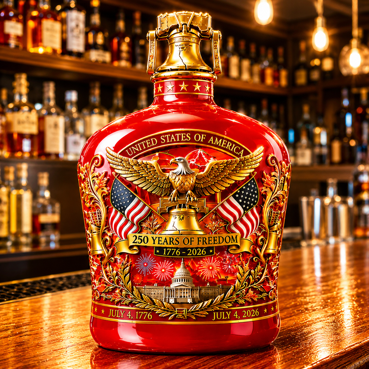 US 250th Anniversary Commemorative Whiskey Bottle