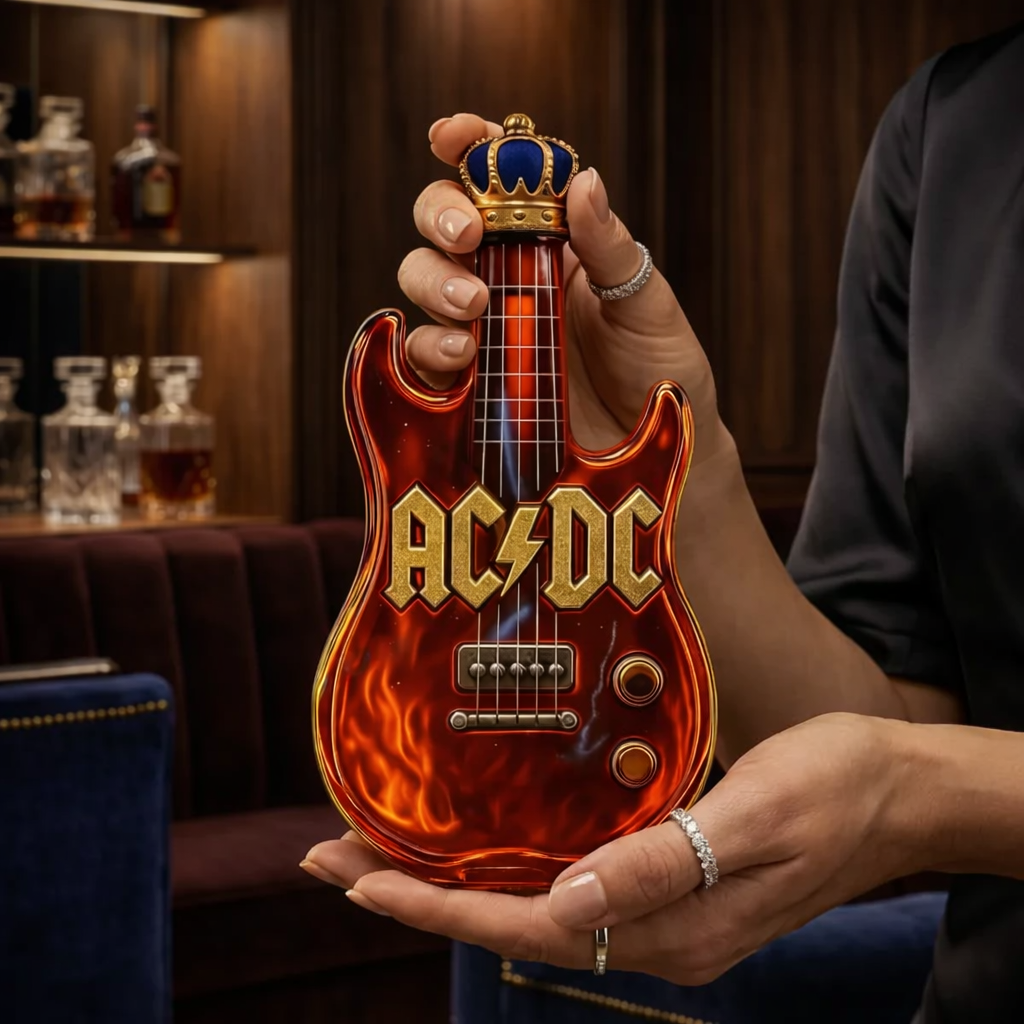AC/DC Rock Guitar Whiskey Bottle