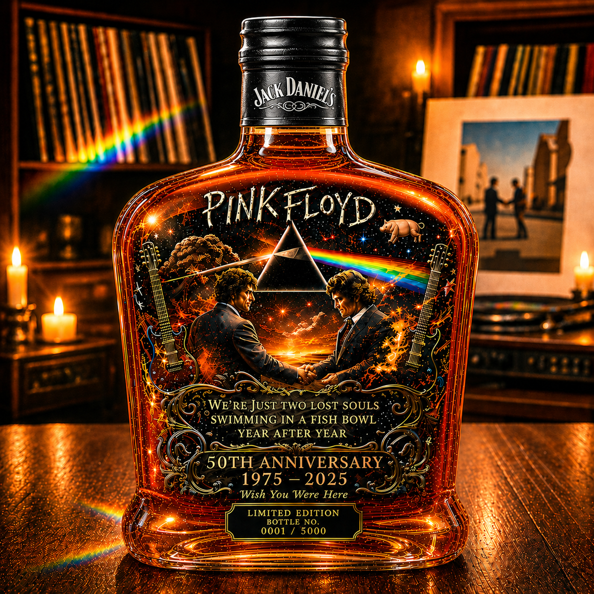 Pink Floyd – “Wish You Were Here” 50th Anniversary Collector’s Whiskey Bottle