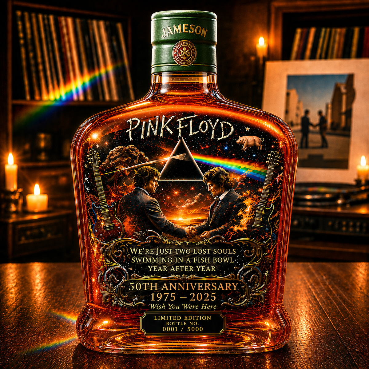 Pink Floyd – “Wish You Were Here” 50th Anniversary Collector’s Whiskey Bottle