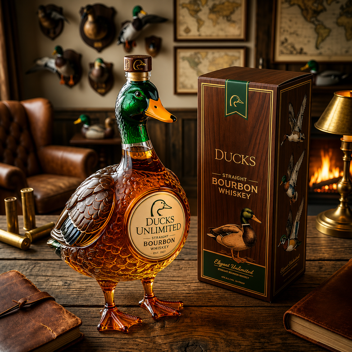 Ducks Unlimited 3D Mallard Bourbon Whiskey Bottle