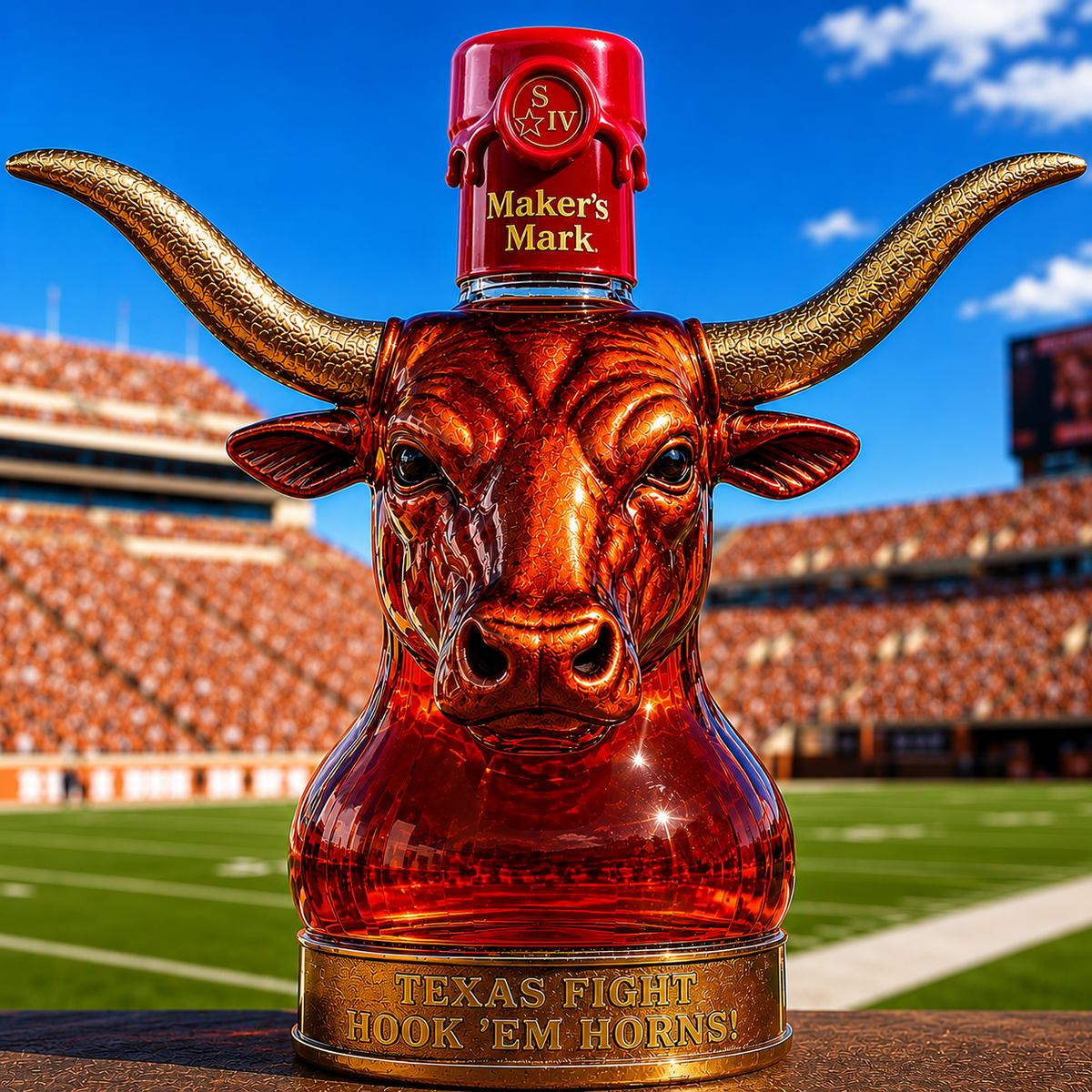 Texas Longhorns Football Whiskey Bottle