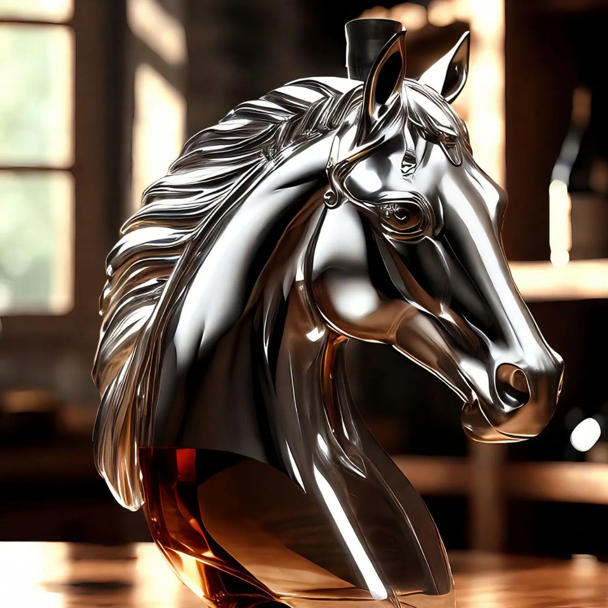 Handblown Horse Whiskey Bottle
