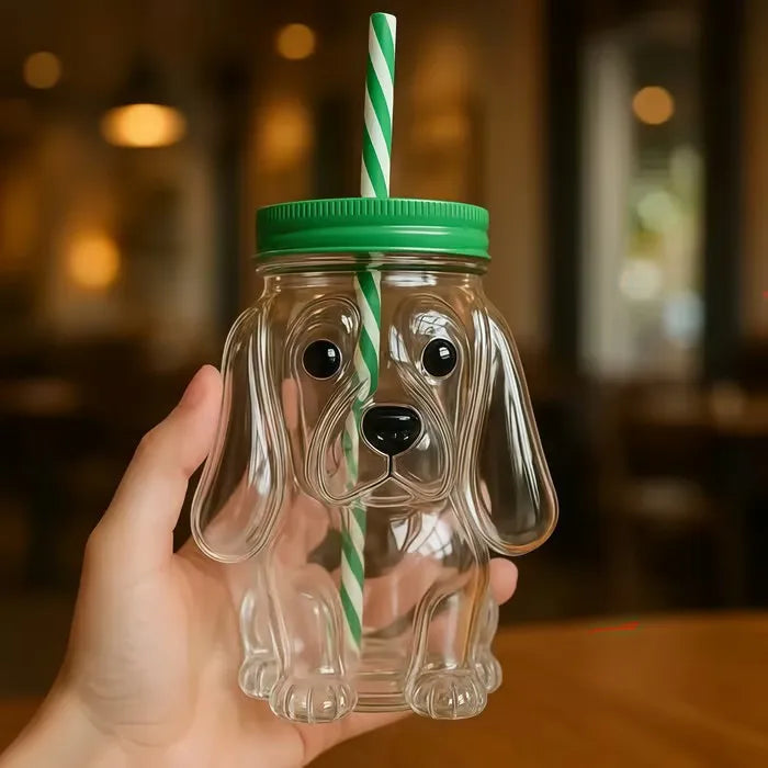 Doggie Glass Straw Cup