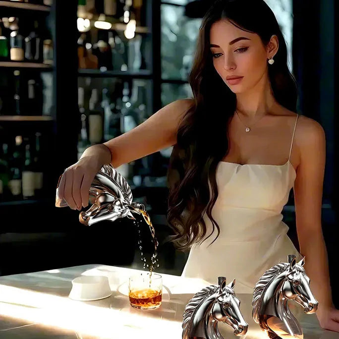 Handblown Horse Whiskey Bottle