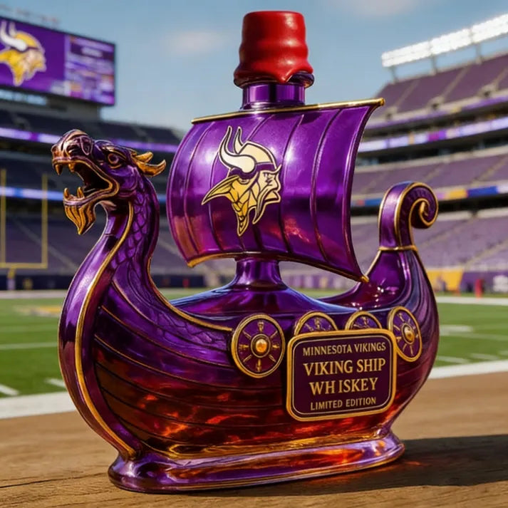 Minnesota Vikings Dragon‐head Ship Custom Whiskey Bottle