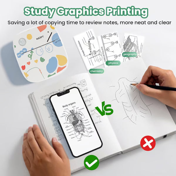 XenGro Mini Portable Sticker Printer – Inkless, Bluetooth, 3 Rolls Paper – Perfect Gift for Kids