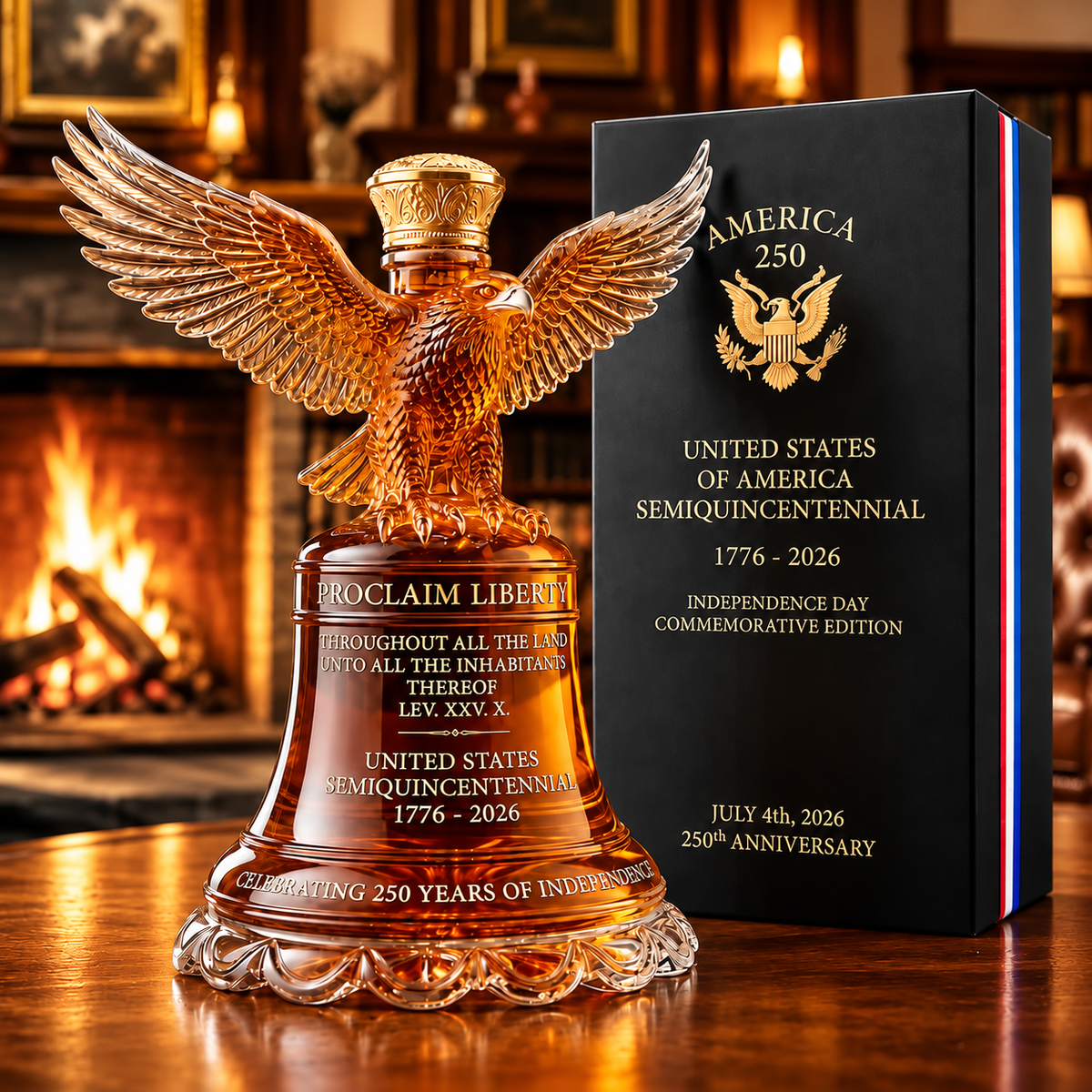 U.S. 250th Anniversary Liberty Bell Whiskey Bottle