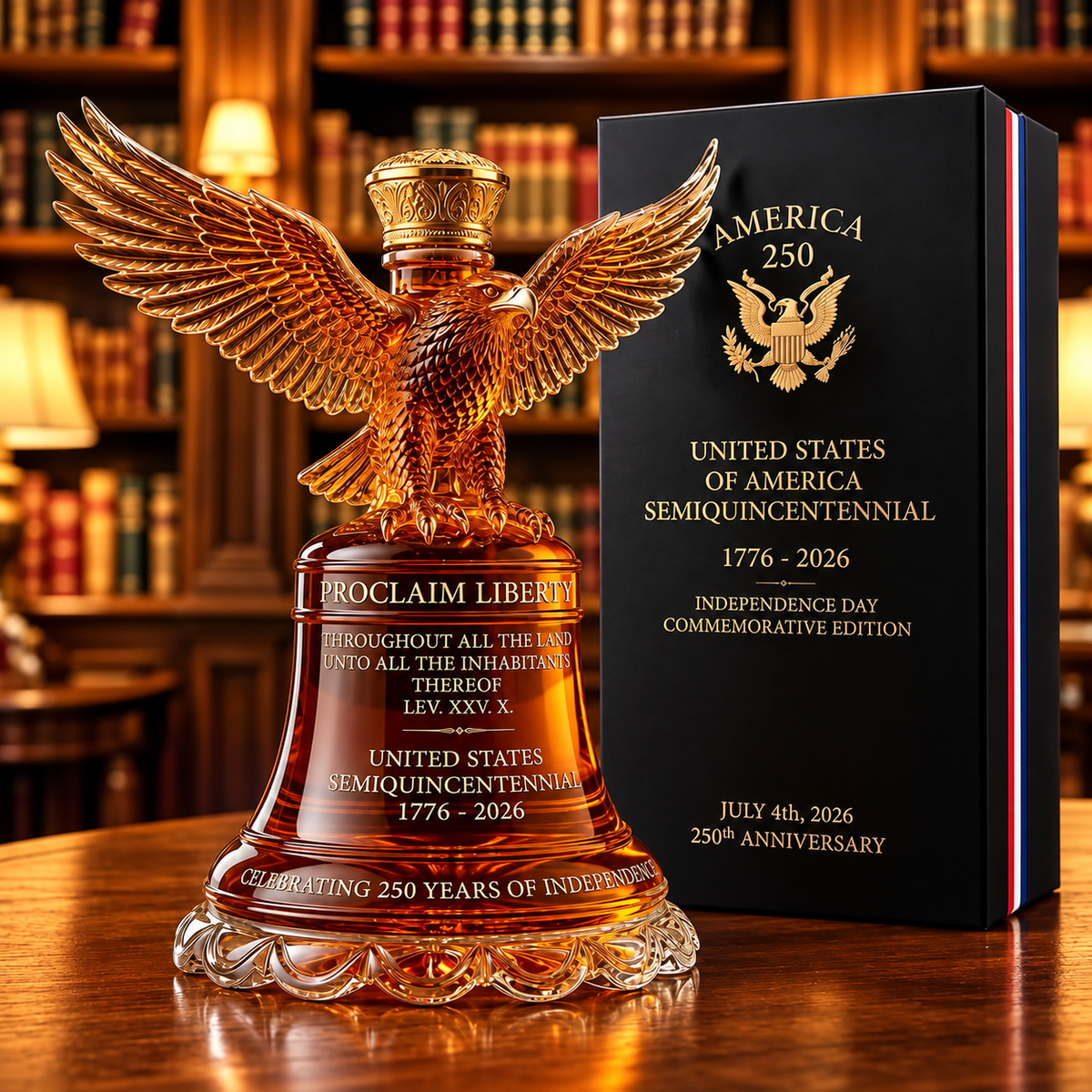 U.S. 250th Anniversary Liberty Bell Whiskey Bottle