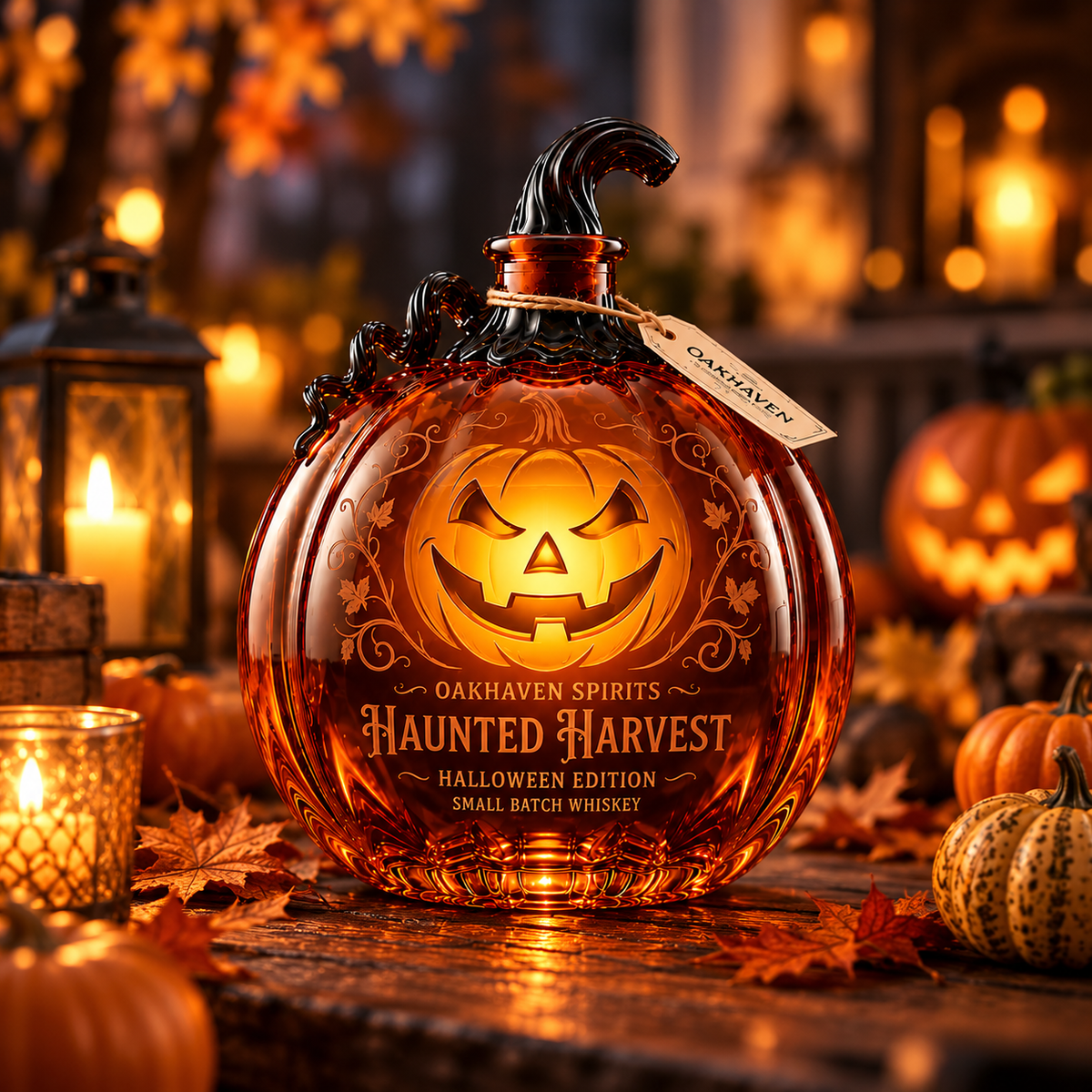Pumpkin Jack‑o’‑Lantern Whiskey Decanter