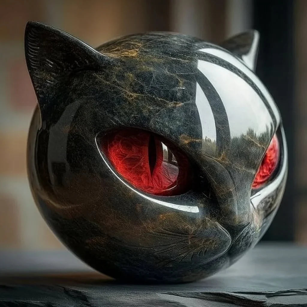 Opulent Black Cat Sculpture