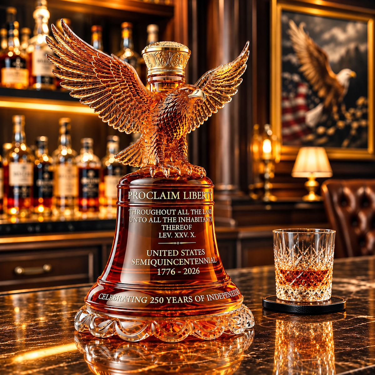 U.S. 250th Anniversary Liberty Bell Whiskey Bottle